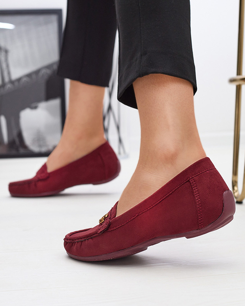Бордові жіночі мокасини на низькій прихованій танкетці Lemira