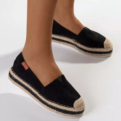 OUTLET Černé dámské espadrilky na platformě Molandia - Boty