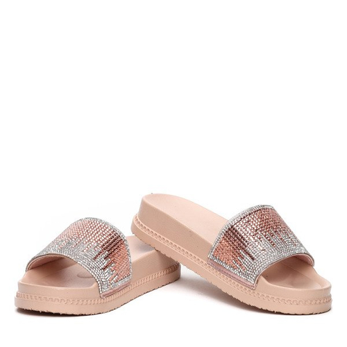 Różowe klapki z kamyczkami Avianna- Obuwie