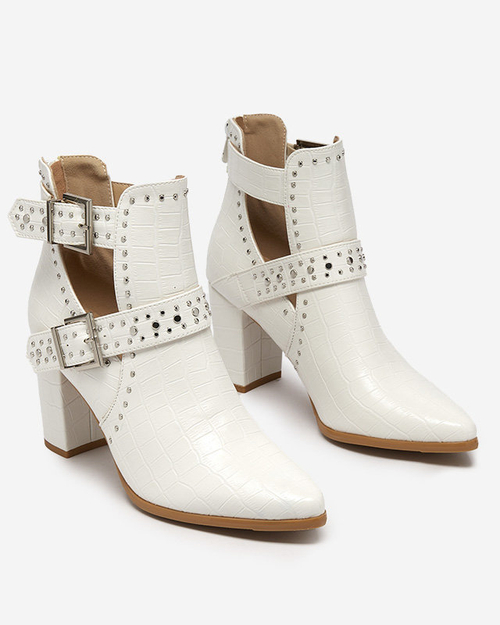 Білі черевики на шпильці з вирізами та пряжками Masieo - Взуття