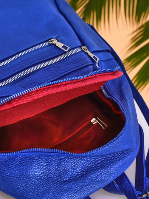 Жіночий рюкзак Callisto Royal Blue — великий, модний з екошкіри із замком