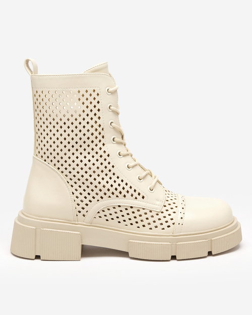 Бежеві жіночі ажурні чоботи Rolika