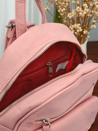 Dámský batoh Ariadne Rosa Królewska Moda z ekologické kůže 25x25 cm