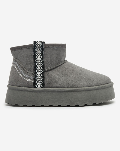 Royalfashion Dámské krátké kozačky a'la snow boots s ornamentem Erititta