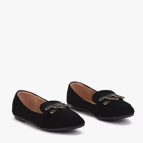 Чорні жіночі лофери з декором Olly