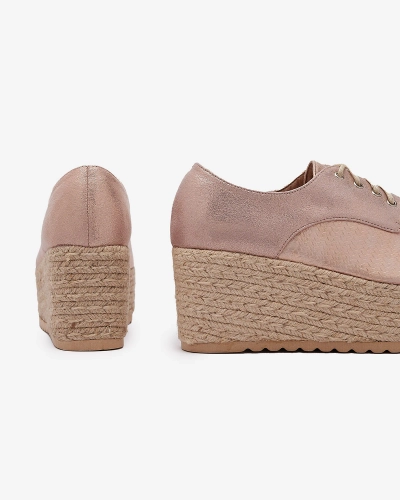 Růžovo-zlaté dámské polobotky na koturně Caidoo- Obuwie