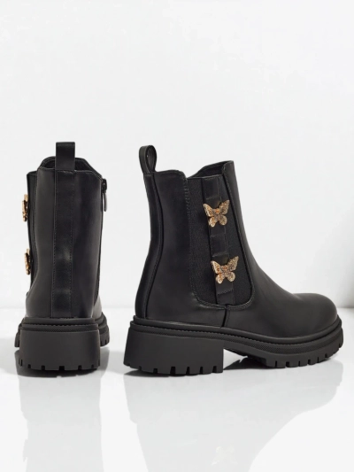 Еко шкіряні жіночі ботильйони з метеликами Bravelle