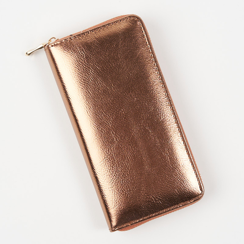 Великий коричнево-золотий жіночий гаманець з блискучим покриттям - Аксесуари