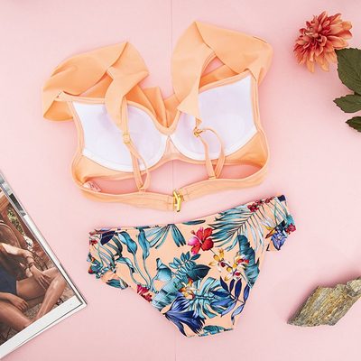 Oranžové květinové plavky - Spodní prádlo