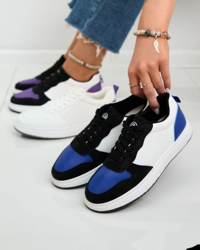 Royalfashion Černobílá sportovní obuv s kobaltovými vložkami Colorburst Classics