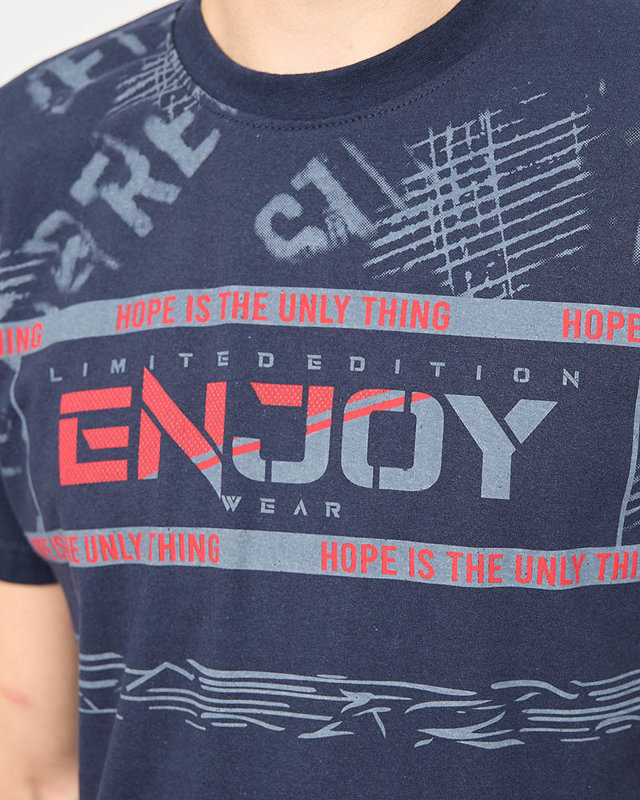 Pánské tmavě modré tričko s nápisem ENJOY- Clothes