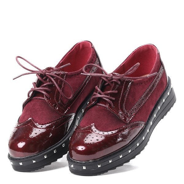 Bordowe oxfordy z ćwiekami Halsey - Obuwie