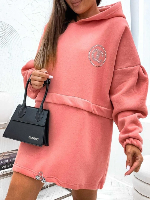 Жіноча хлопкова міні-сукня Royalfashion у стилі худі з кодом