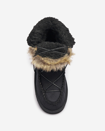 Černé eko semišové dámské sněhule Oiu - Obuv