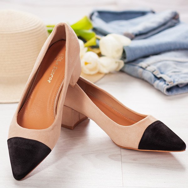 Béžová čerpadla na nízkém sloupku Massikina - Obuv 1