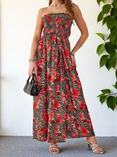 Royalfashion vzorované dámské midi šaty bez rukávů s širokým elastickým páskem a rozparky ve spodní části