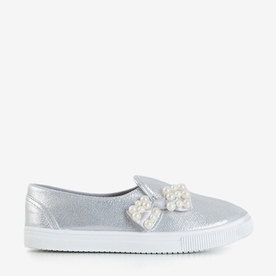 Срібні дитячі кросівки з бантиком Malasita - Взуття