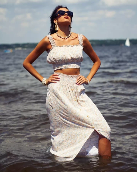 Жіночий квітковий комплект Royalfashion жовтий