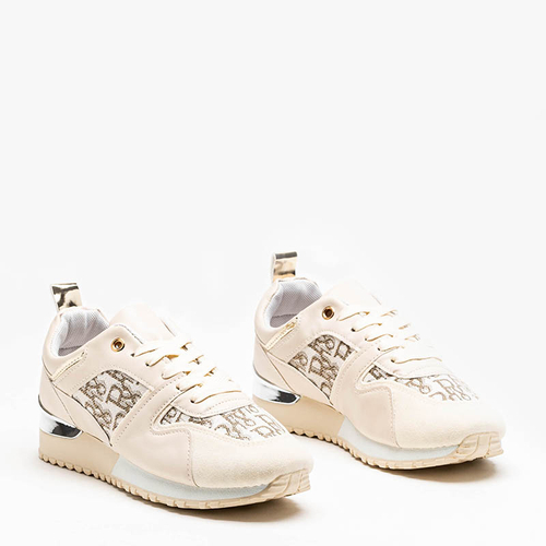 Бежеві жіночі кросівки зі сріблястою вставкою Klam