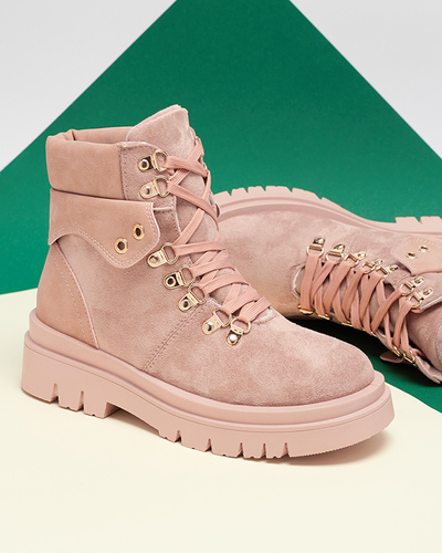 Růžové dámské boty zateplené trappery Boserra - Obuv