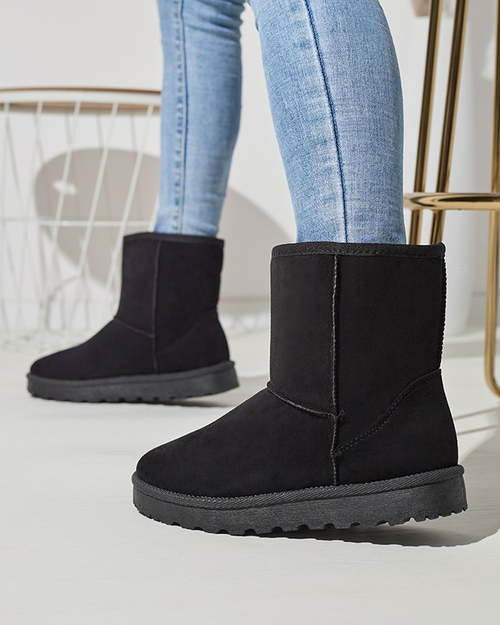 Черевики жіночі утеплені з екозамші чорного кольору Xetik - Взуття