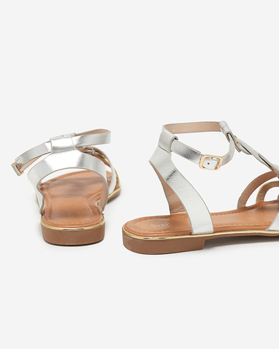VÝSTUP Stříbrno-zlaté dámské ploché sandály Fatop- Footwear