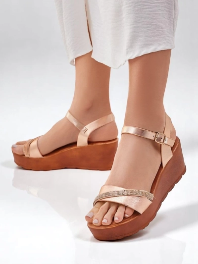 Royalfashion Жіночі сандалі на платформі з стразами та блискітками Aurora Glow