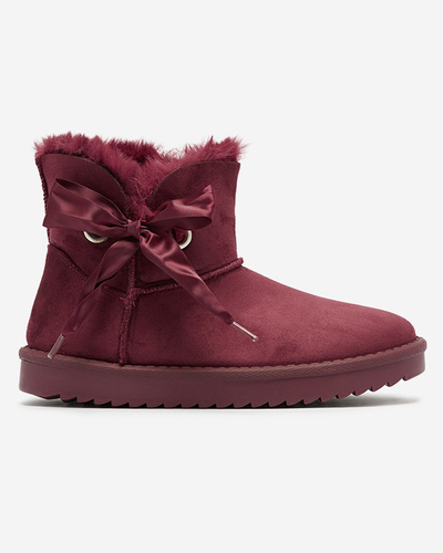 OUTLET Bordó dámské sněhule s mašlí Rimms- Obuv