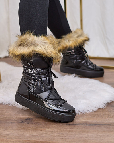Royalfashion Černé nazouvací boty a'la snow boots for women Gomllo