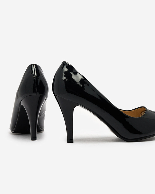 Royalfashion Чорні лаковані човники на підборах Degonop