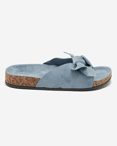 Dámské ekosemišové pantofle s mašlí v modré barvě Dofro- Footwear