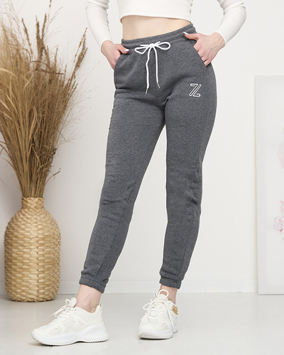 Šedé dámské zateplené tepláky- Oblečení