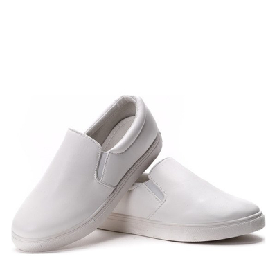 Białe slip on z eko skóry - Obuwie
