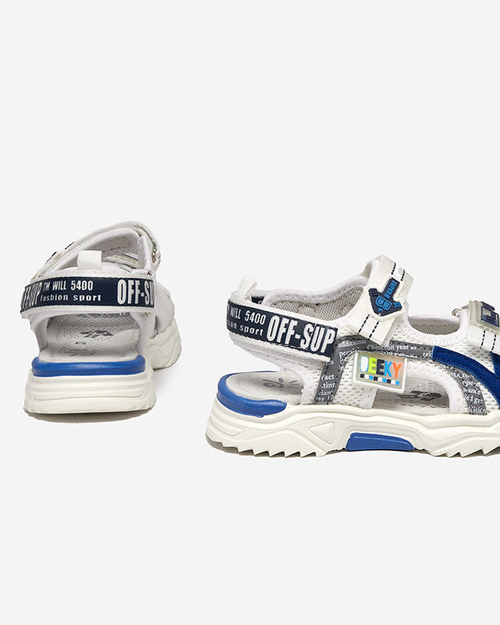 Дитячі білі та темно-сині босоніжки на липучках Ceteris - Shoes