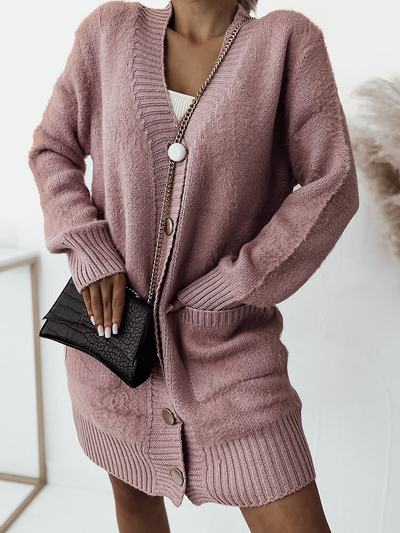 Royalfashion Růžový dámský svetr s přehozem