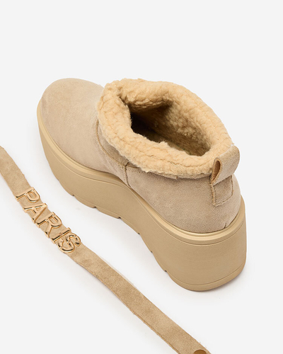 Royalfashion Béžové dámské boty a'la snow boots with ornament Parisela