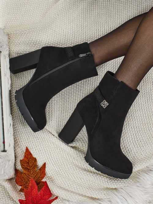 Ботильйони жіночі еко замшеві на підборах-стовпчику Zavrina