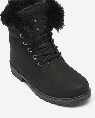 Klasické dámské kozačky a'la trapper v černé barvě Lausa- Footwear