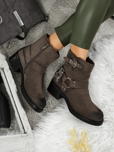 Dámské kotníkové boty z eko semiše s přezkami Valtos