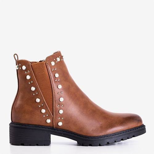 Коричневі жіночі черевики з перлами Ватерлоо - Взуття