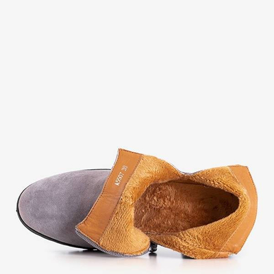 OUTLET Světle šedé izolované dámské boty na sloupku Ryoko - obuv