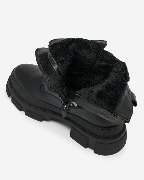 Royalfashion Чорно-бежеві жіночі ботфорти на плоскому каблуці Ufitto