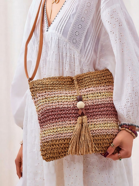 Royalfashion Malá dámská slaměná kabelka s proužky Charm Mini