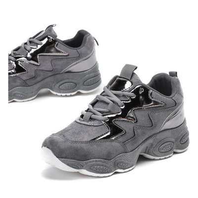 Szare sportowe buty na wyższej podeszwie Jinny - Obuwie