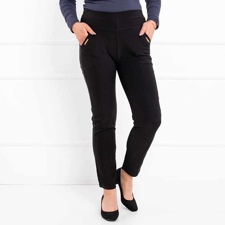 Černé dámské hladké PLUS SIZE treggings- Oblečení