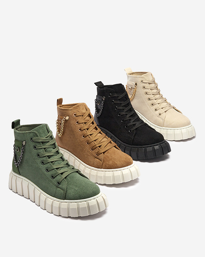 Černé dámské šněrovací sportovní boty s ozdobami Tamti - Obuv