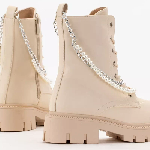 OUTLET Кремові жіночі сумки з ланцюжком і перлами Agsiva - Взуття