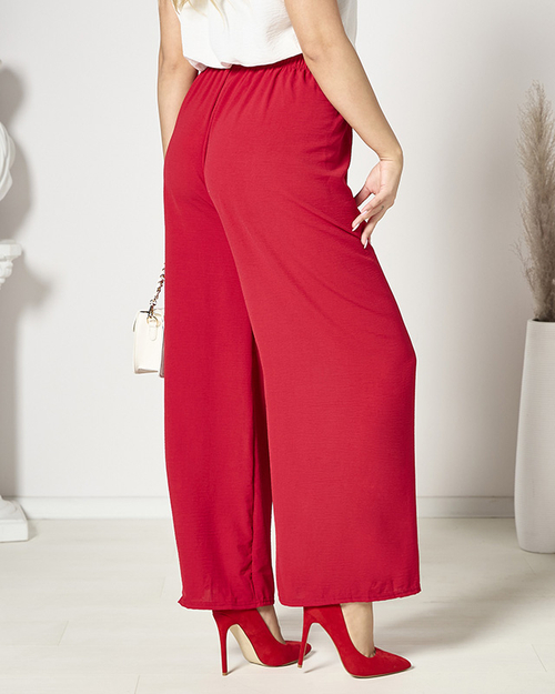 Жіночі широкі штани палаццо червоного кольору - Одяг