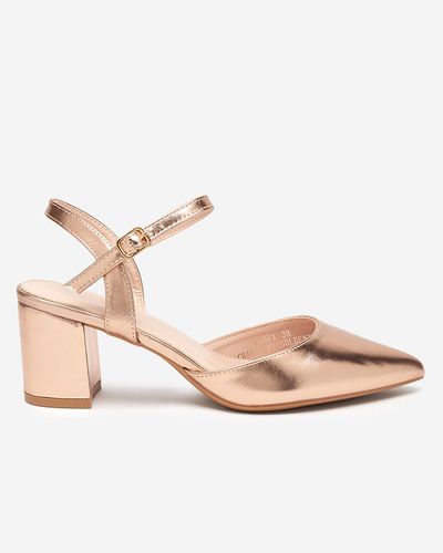 Dámské sandály na nízkém sloupku v růžovém zlatě Nerolak - Obuv