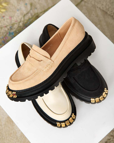 Dámské Loafersy Aurelia Béžové na Platformě 5cm - Stylové a Pohodlné